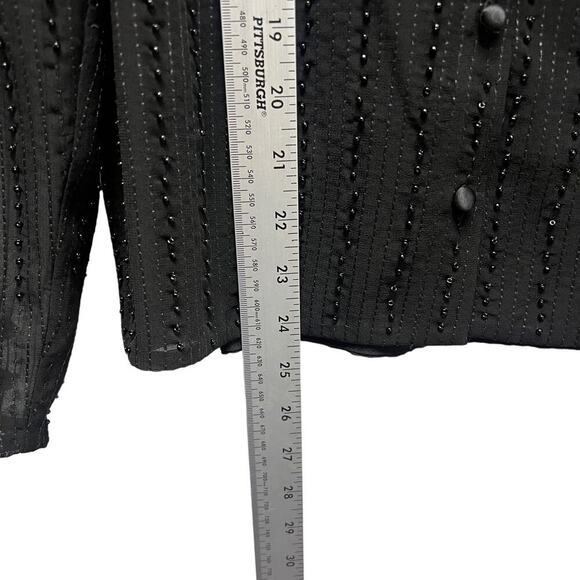 ALEXIS Black Beaded Button Down Shirt Tie Neck Size Medium - Picture 9 of 10